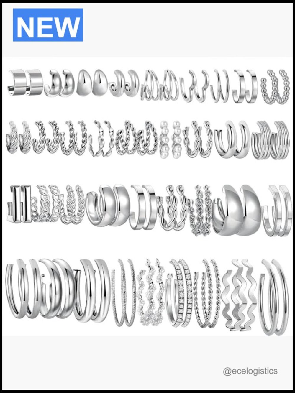 36 pairs gold hoop earrings set chunky silver multipack trendy jewelry pack